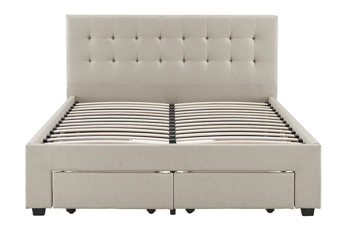 Brosa Le Bern Storage Bed Frame Beige King with 4 Drawers - Image 4