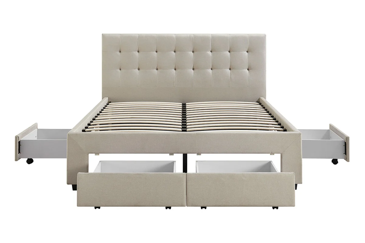 Brosa Le Bern Storage Bed Frame Beige Queen with 4 Drawers - Image 6
