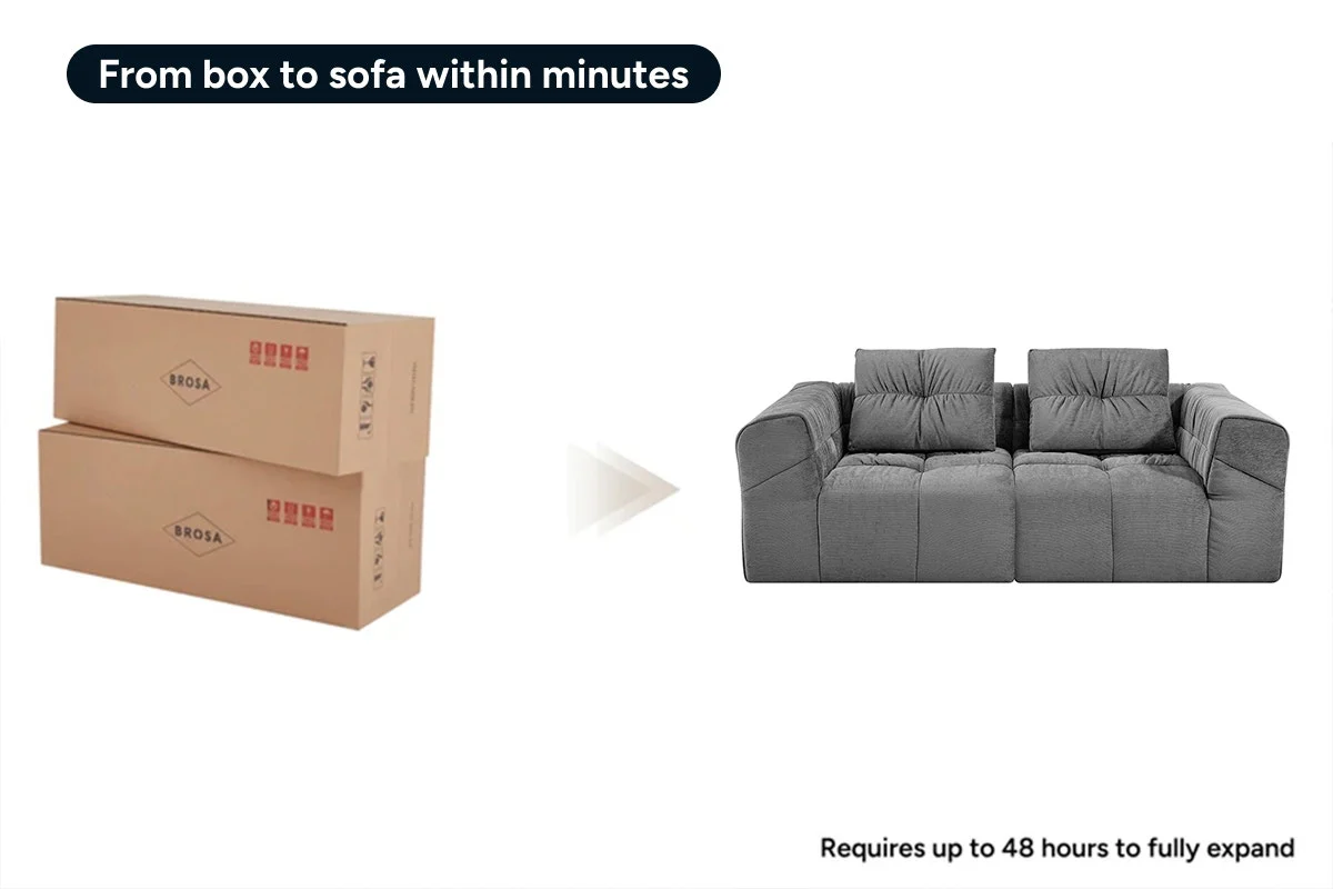 Brosa Luna 3 Seater Compressed Sofa Charcoal - Image 11