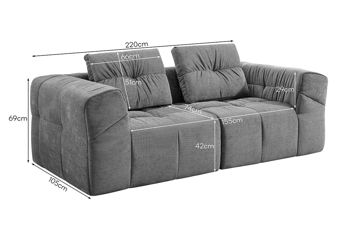 Brosa Luna 3 Seater Compressed Sofa Charcoal - Image 13