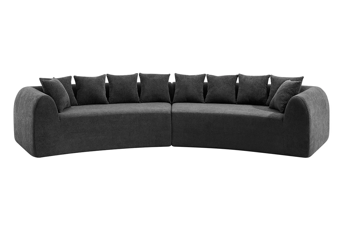 Brosa Regalia 5 Seater Compressed Sofa Charcoal Curved Design
