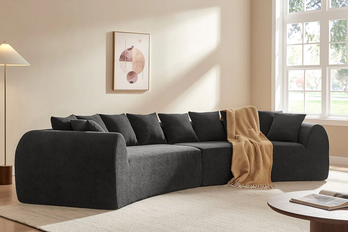 Brosa Regalia 5 Seater Compressed Sofa Charcoal Curved Design - Image 13