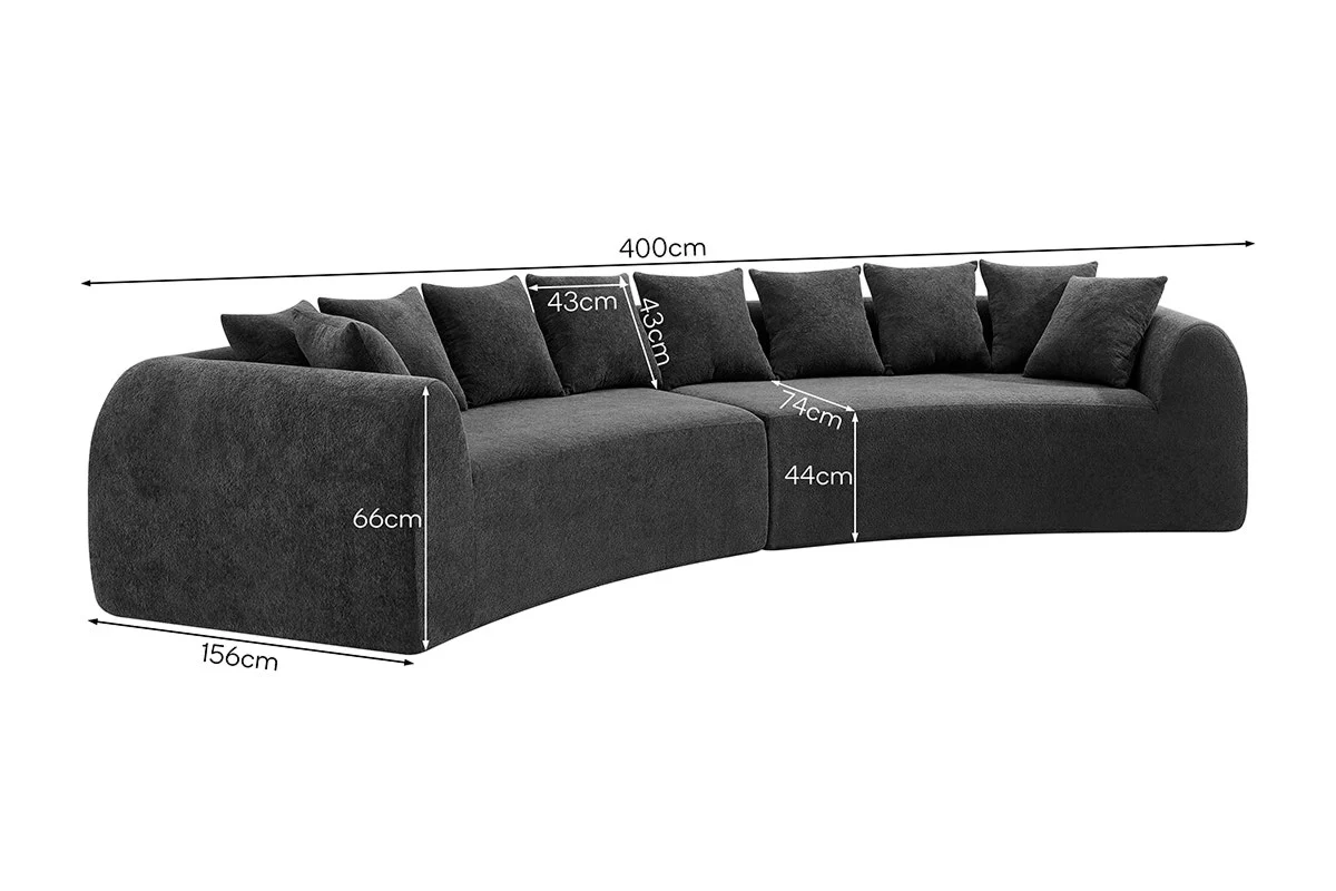 Brosa Regalia 5 Seater Compressed Sofa Charcoal Curved Design - Image 14