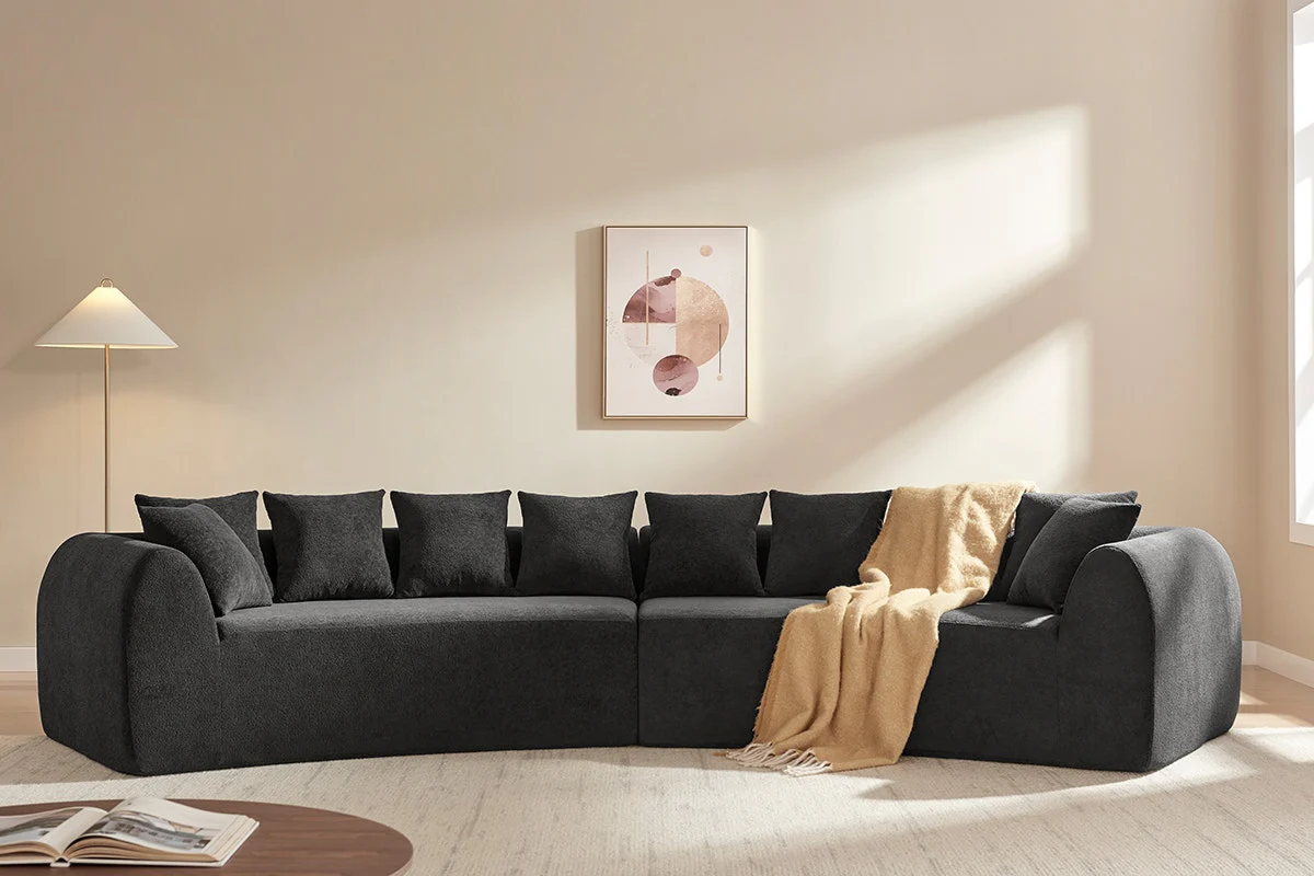 Brosa Regalia 5 Seater Compressed Sofa Charcoal Curved Design - Image 2
