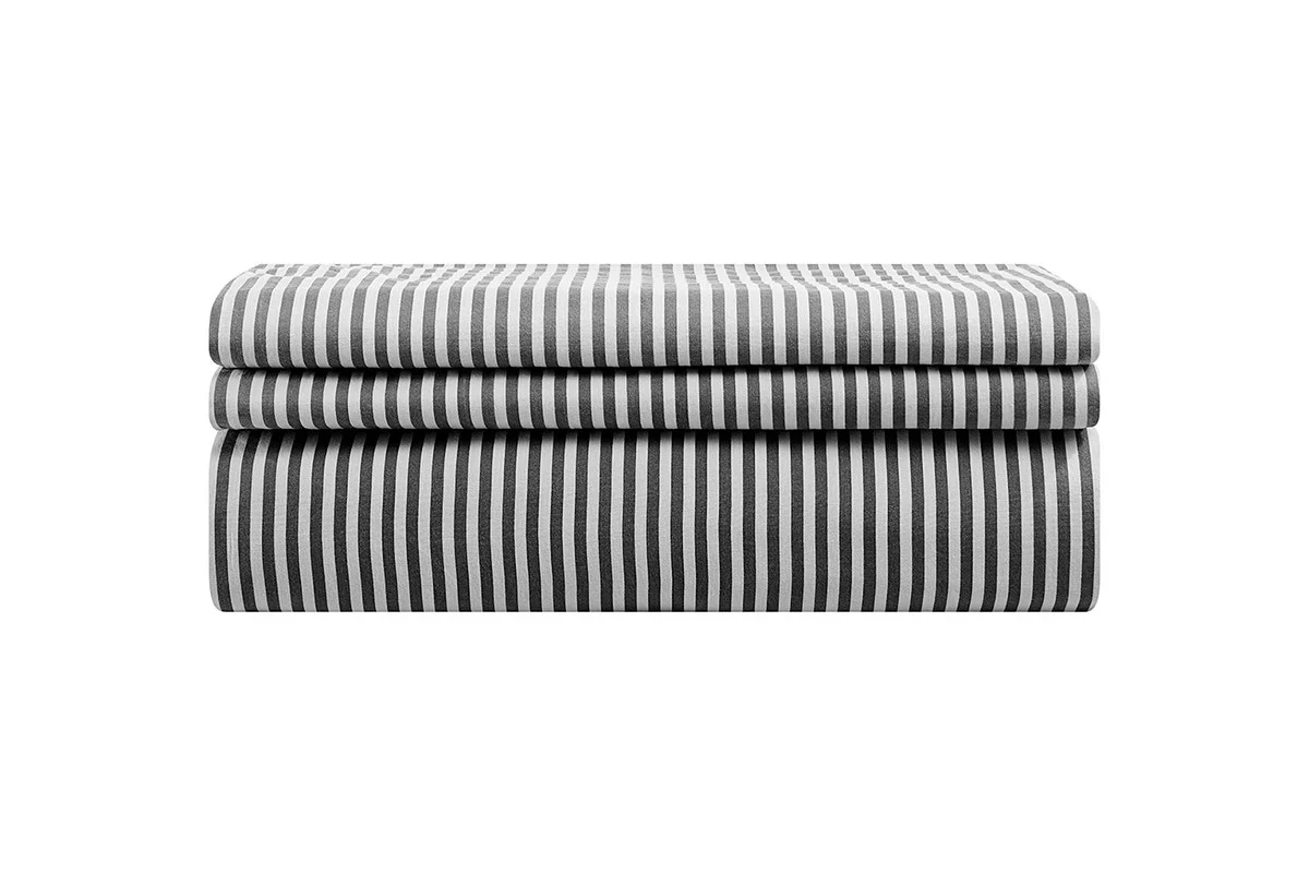Brosa Stonewashed Cotton Reversible Striped Quilt Cover Charcoal Double - Image 4