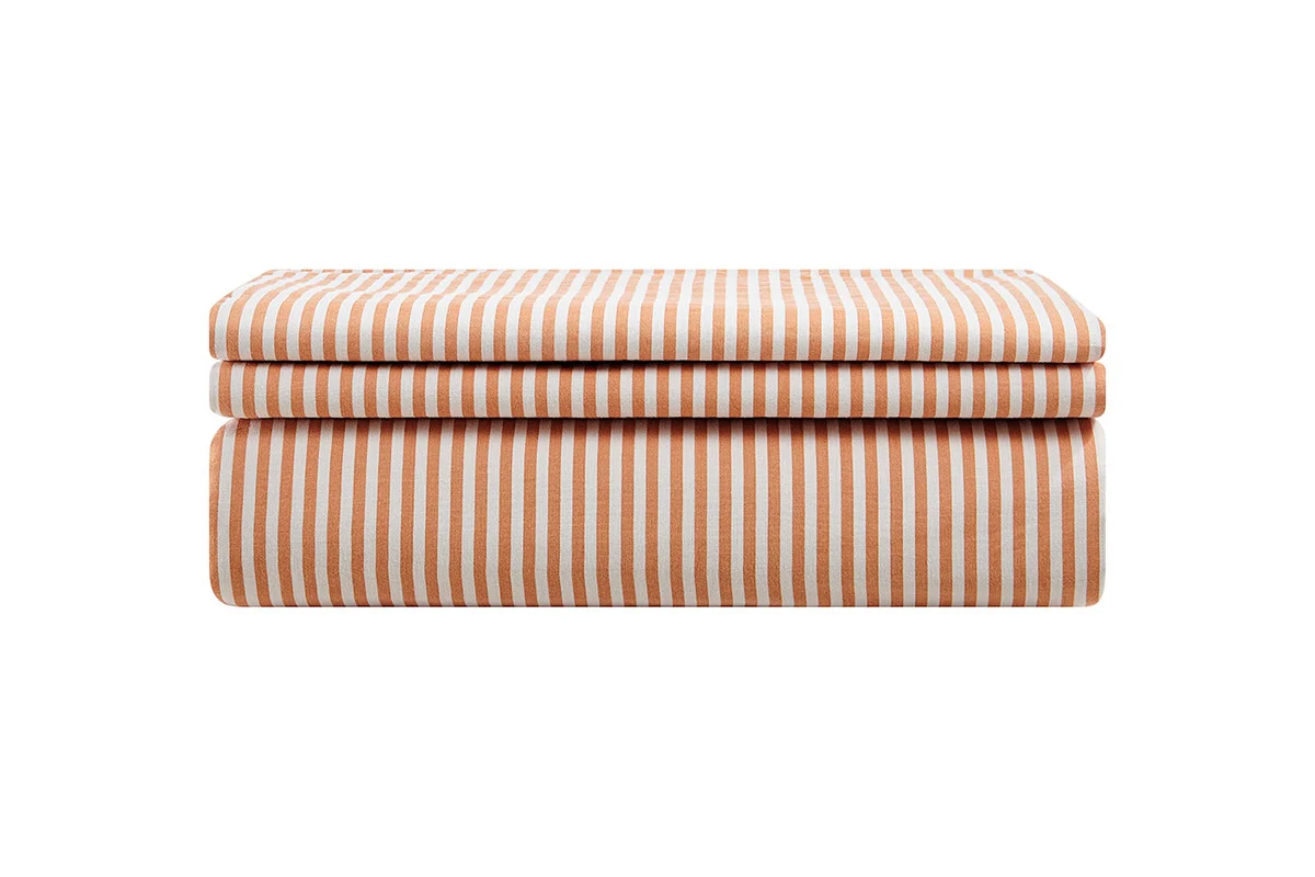 Brosa Stonewashed Cotton Reversible Striped Quilt Cover Terracotta Queen - Image 4