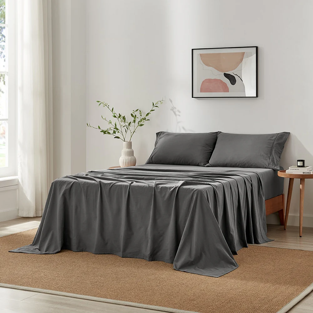 Brosa Stonewashed Cotton Sheet Set Charcoal Double - Image 2