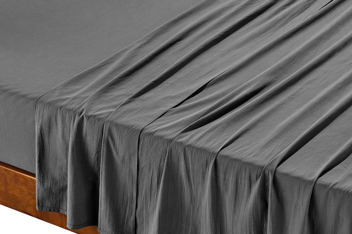 Brosa Stonewashed Cotton Sheet Set Charcoal Double - Image 4