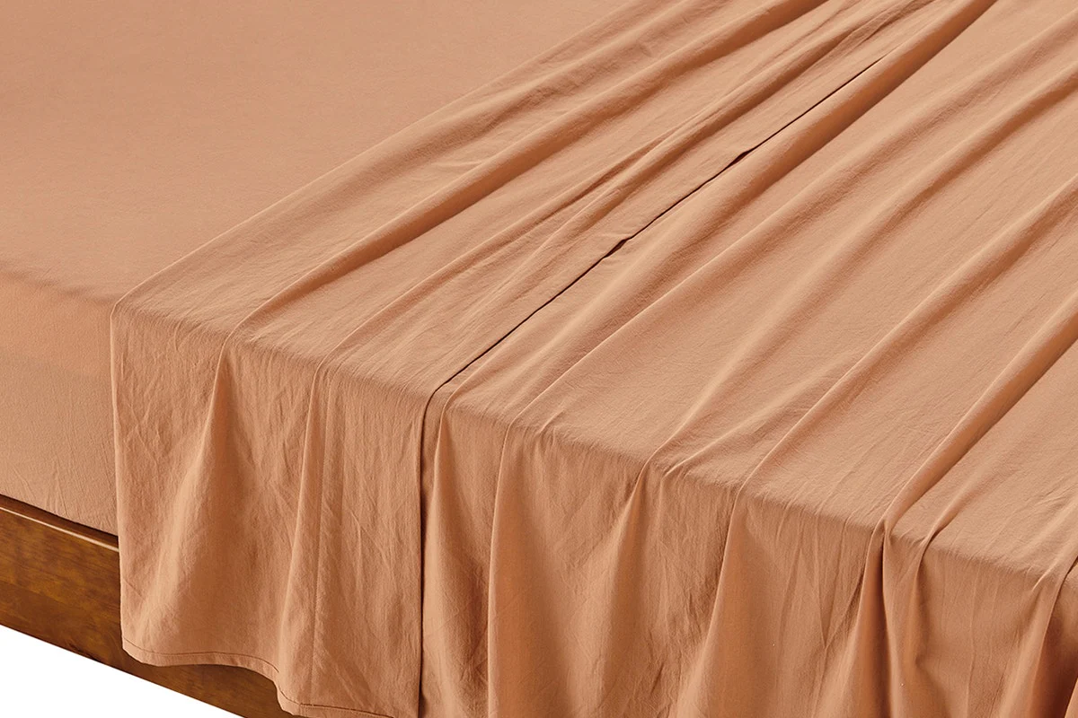 Brosa Stonewashed Cotton Sheet Set Terracotta Queen - Image 4