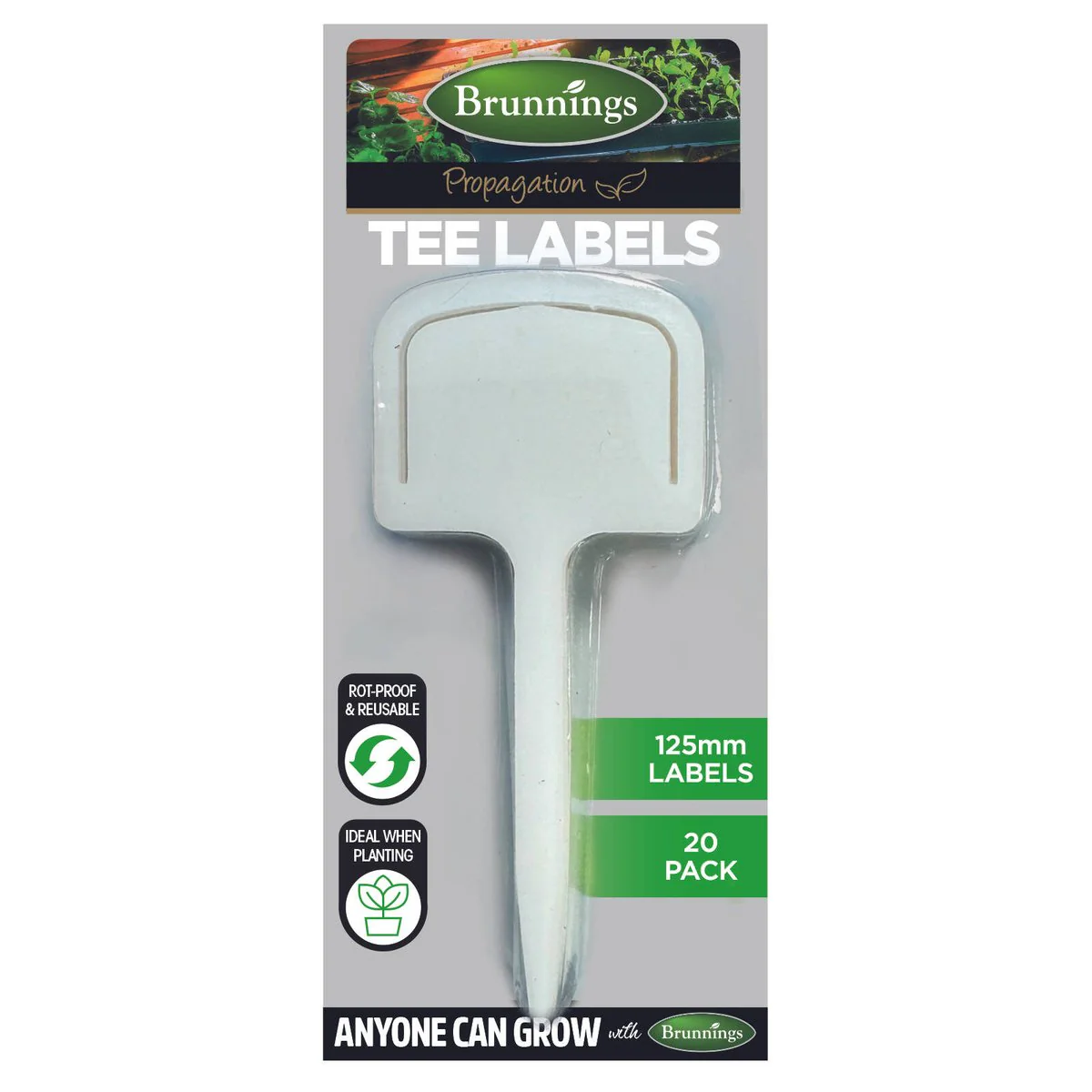 Brunnings 125mm Tee Plant Labels - 20 Pack - Rot-Proof & Reusable