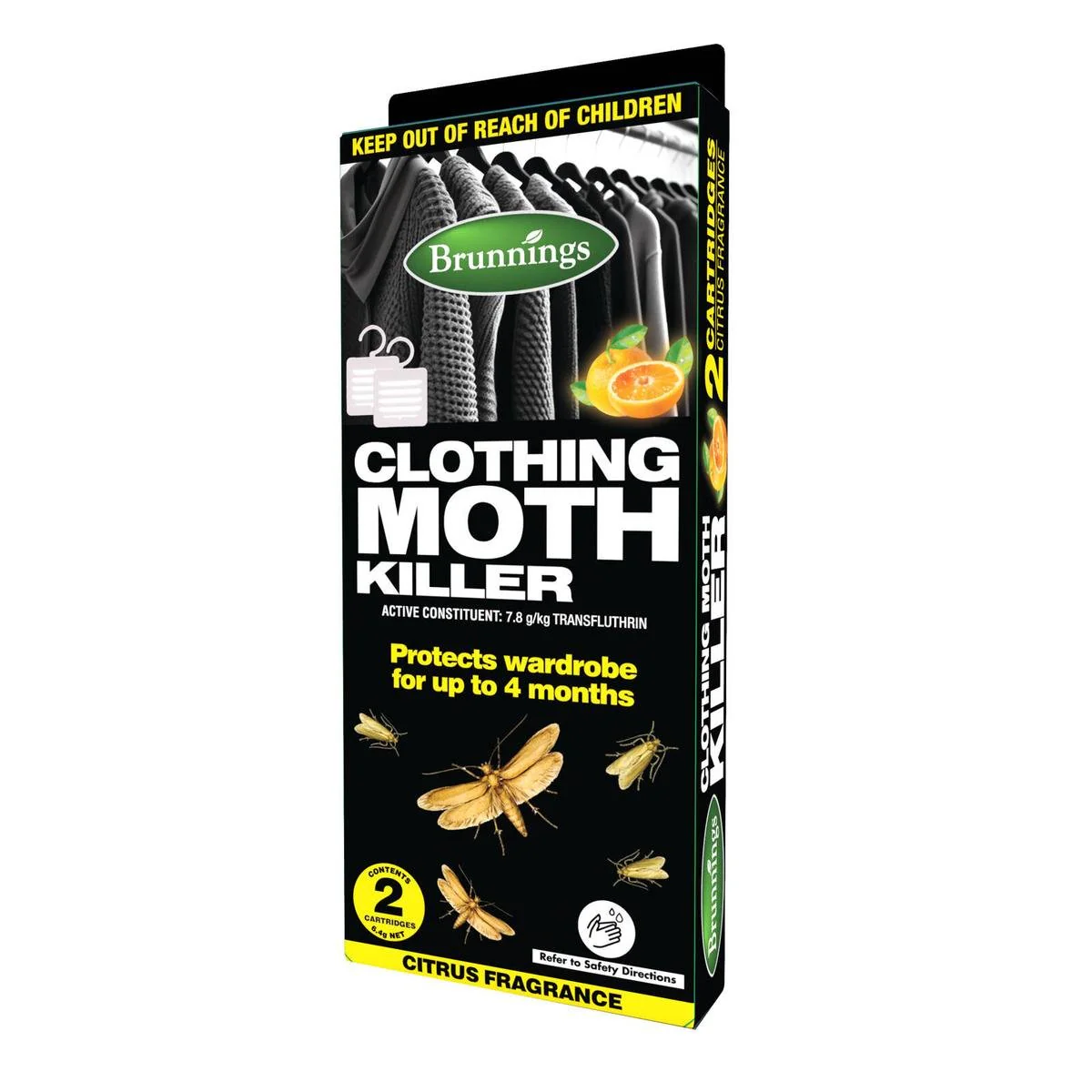 Brunnings Citrus Scented Moth Killer 2 Pack - 61mm x 145mm - Grey - 4 Month Protection