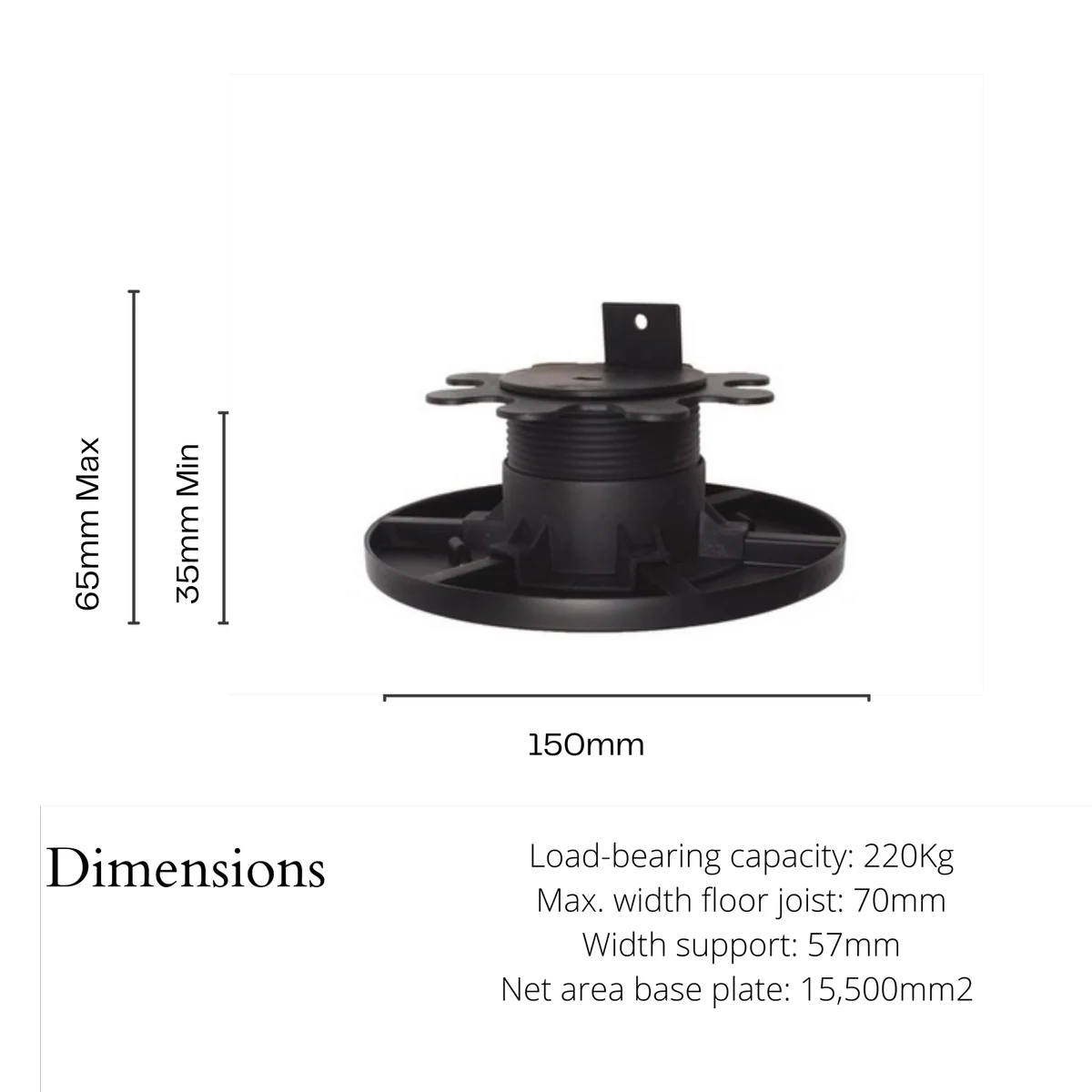 Builders Edge Pedestal Feet - 35-60mm - Plastic - Height Adjustable - Image 3