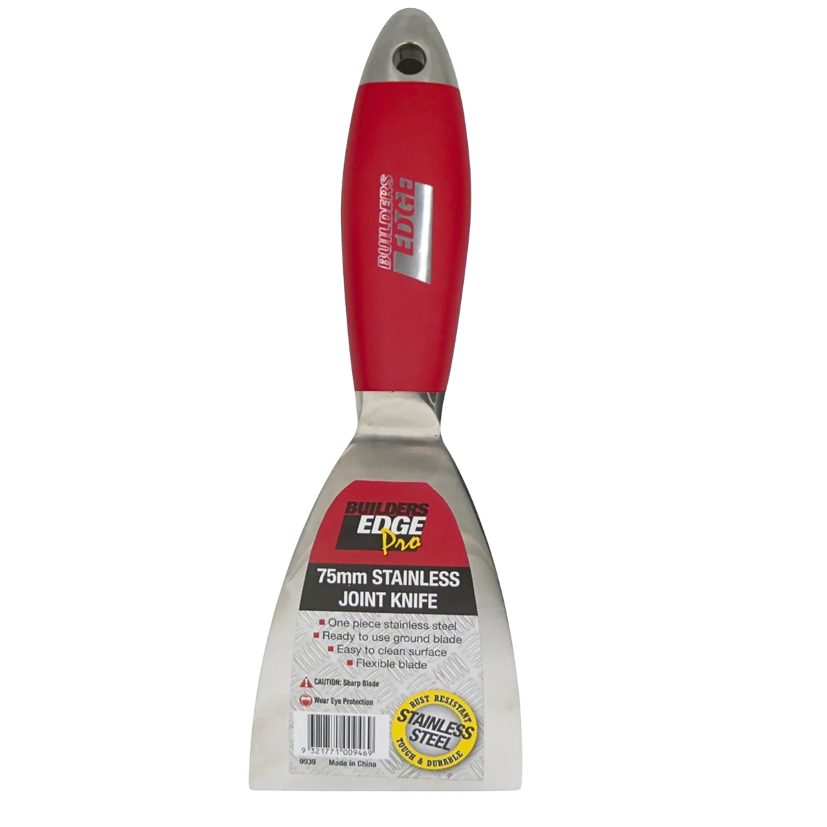 Builders Edge Plaster Knife - 75mm - Stainless Steel - Flexible Blade