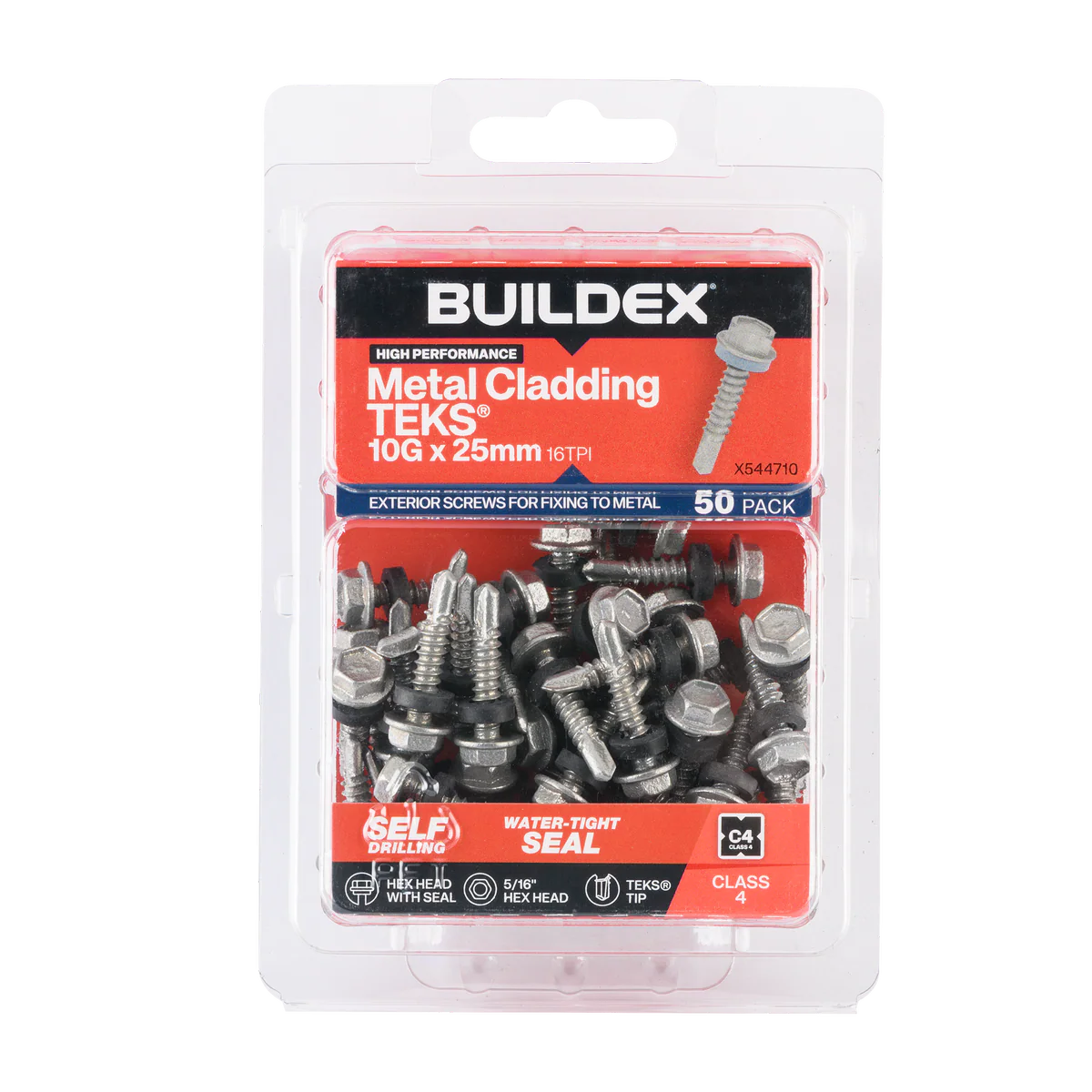 Buildex 10g x 25mm Cladding Fencing Teks Screws - 50 Pack - Corrosion Resistant