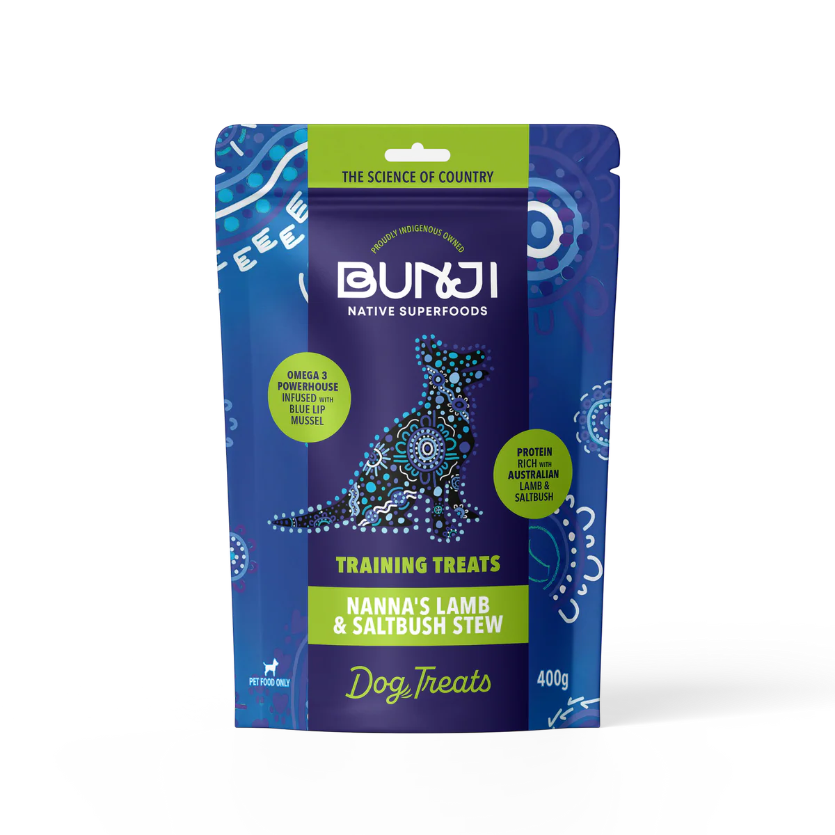Bunji Nanna S Lamb Saltbush Stew Treat 400g - Natural Ingredients - Easy Digestion