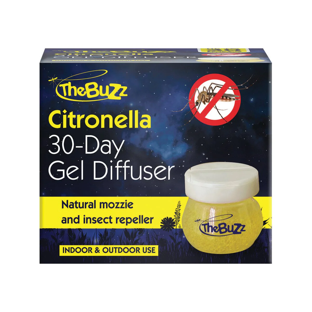 Buzz Citronella 30 Day Gel Diffuser - Natural Insect Repellent - 75mm x 65mm