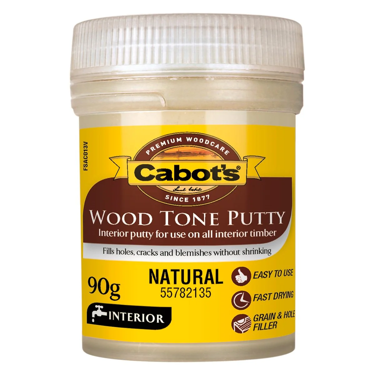Cabot Natural Wood Tone Putty - 90g - Water Based - Fast Drying