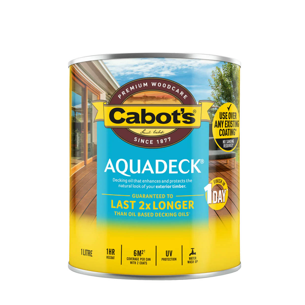 Cabot S Aquadeck Exterior Decking Oil 1L - Merbau - Durable Water-Based