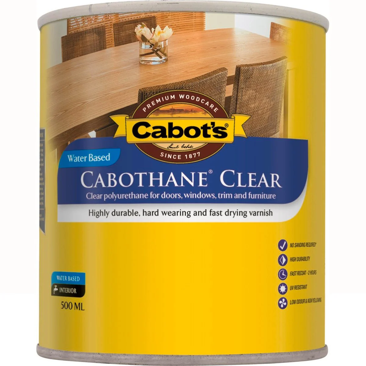 Cabot S Cabothane Clear Polyurethane - 500ml - Water Based - Gloss Finish