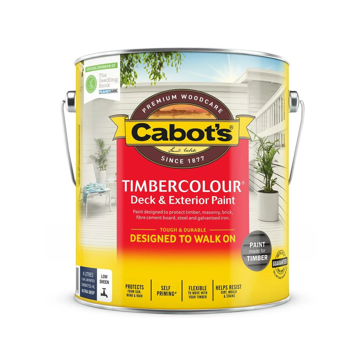 Cabot S Deck and Exterior Paint - 4L - Ultra Deep Base - Water Based - Self-Priming