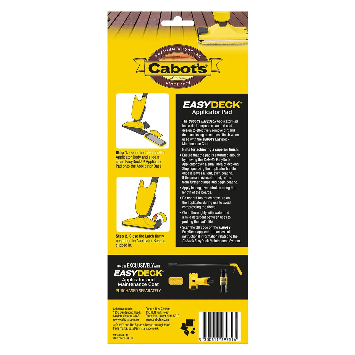 Cabot S Easydeck Applicator Pad Replacement - 125mm x 310mm - Timber Cleaning - Image 2