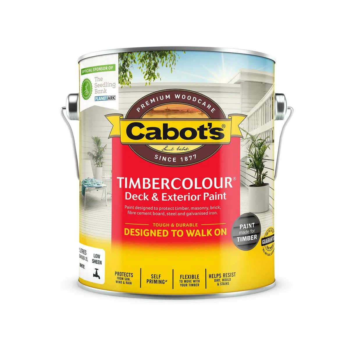Cabot S Timbercolour Deck and Exterior Paint - 2L - White - Water Based - Self-Priming