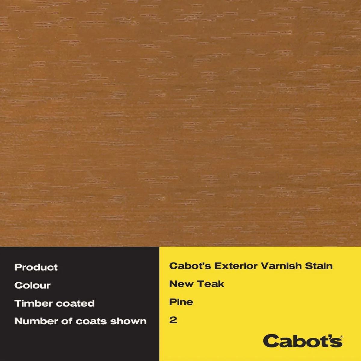 Cabot Teak Exterior Varnish Stain - 500ml - Water Based - Mould Resistant - Image 2