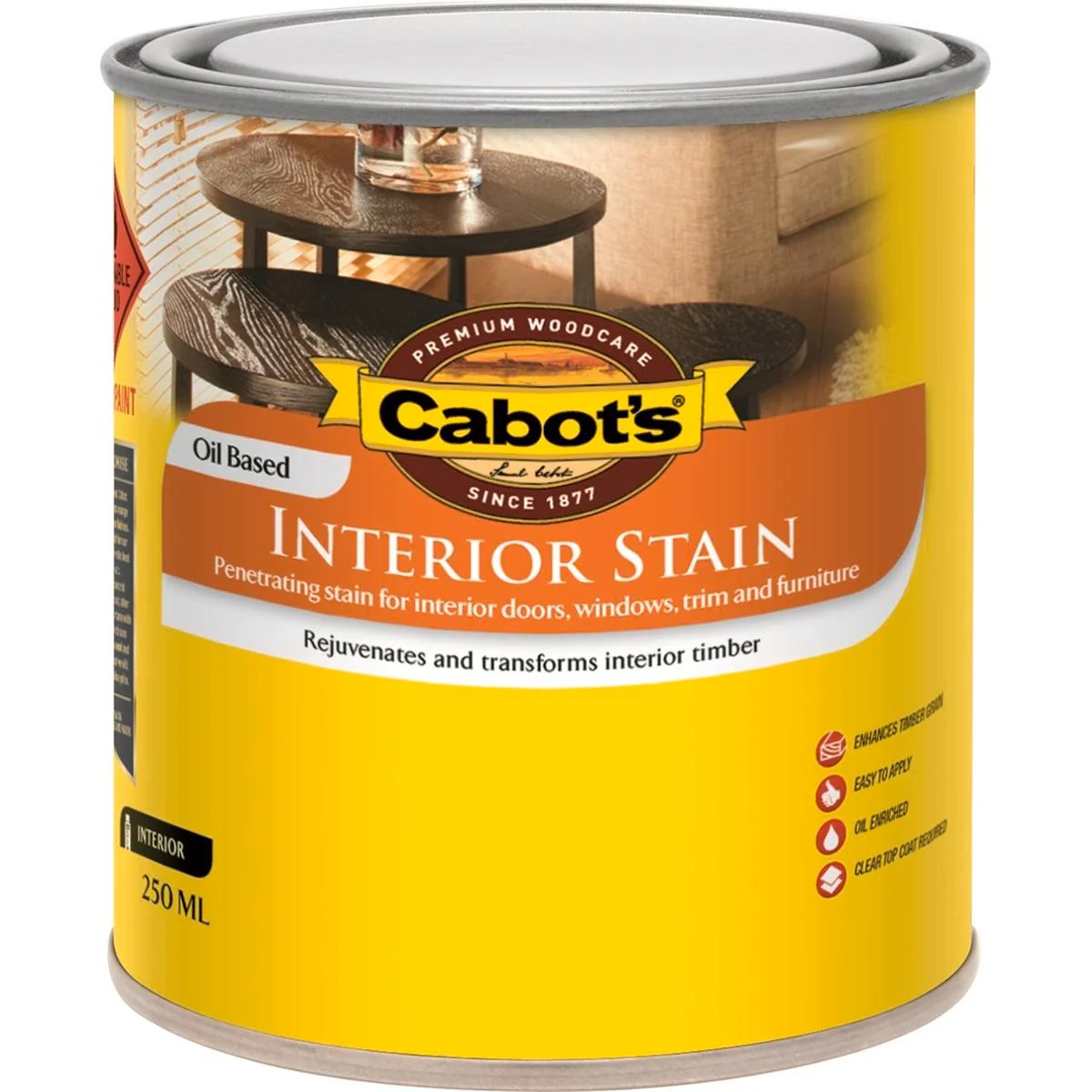 Cabot Walnut Interior Stain - 250ml - Oil Based - Deep Penetration