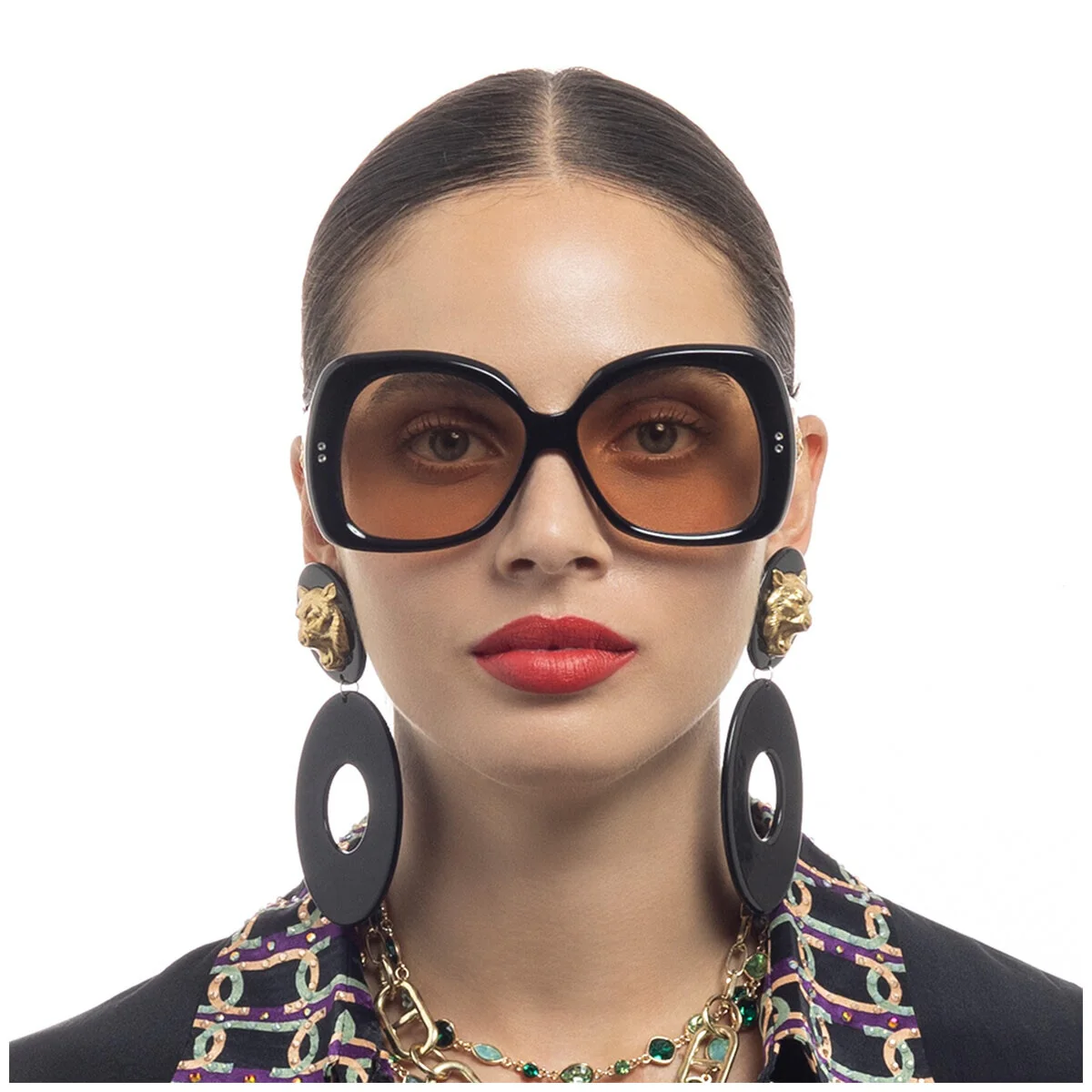 Camilla Women's Butterfly Sunglasses CAM2431006 Black/Ivory Acetate Amber - Image 4