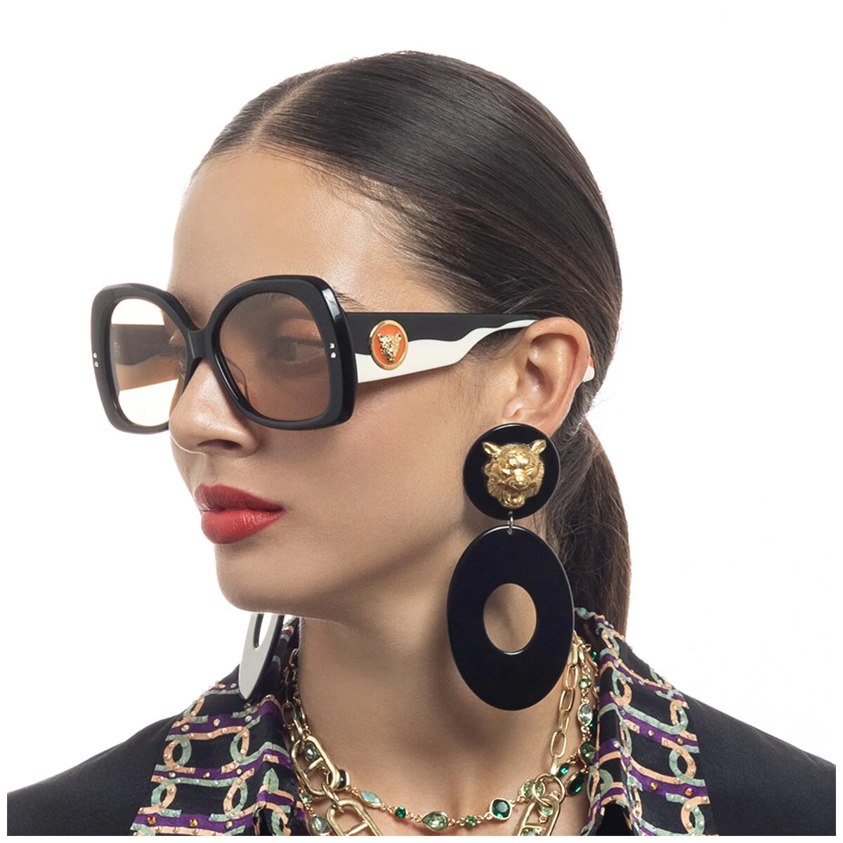 Camilla Women's Butterfly Sunglasses CAM2431006 Black/Ivory Acetate Amber - Image 5