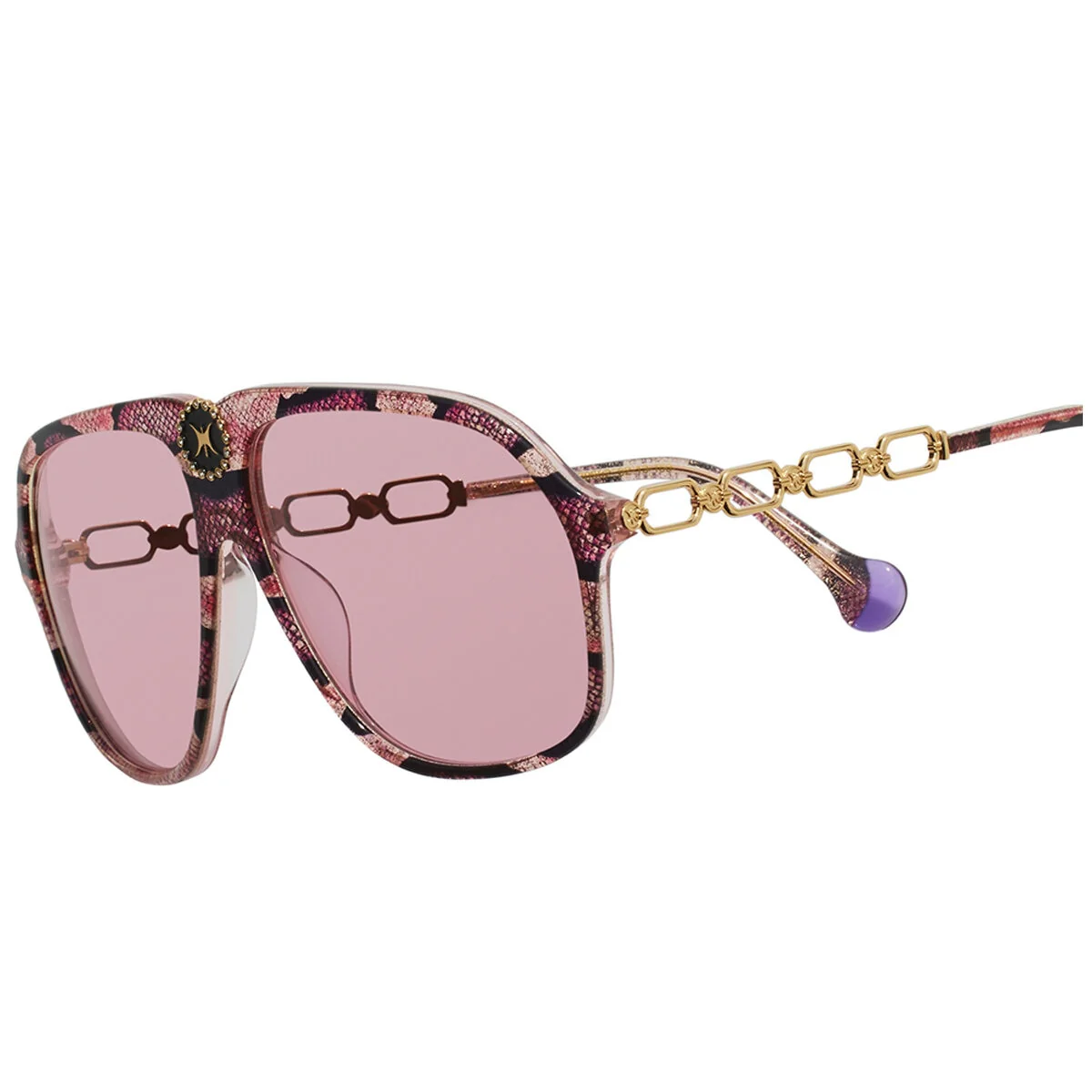 CAMILLA The Heiress 2330902 Stylish Aviator Sunglasses Pink Glitter Snake - Image 3