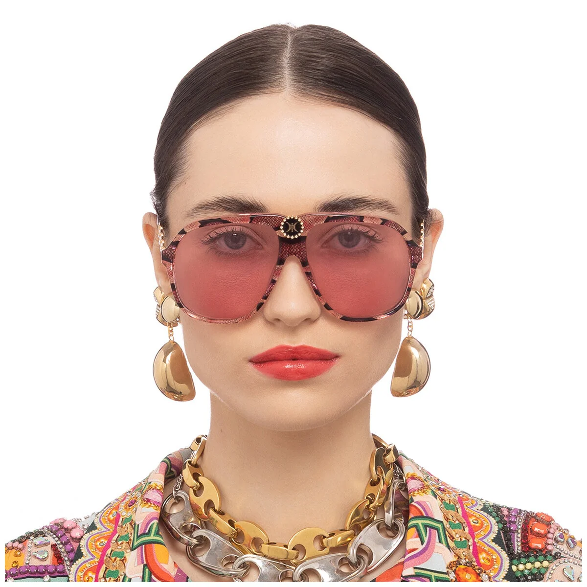 CAMILLA The Heiress 2330902 Stylish Aviator Sunglasses Pink Glitter Snake - Image 4