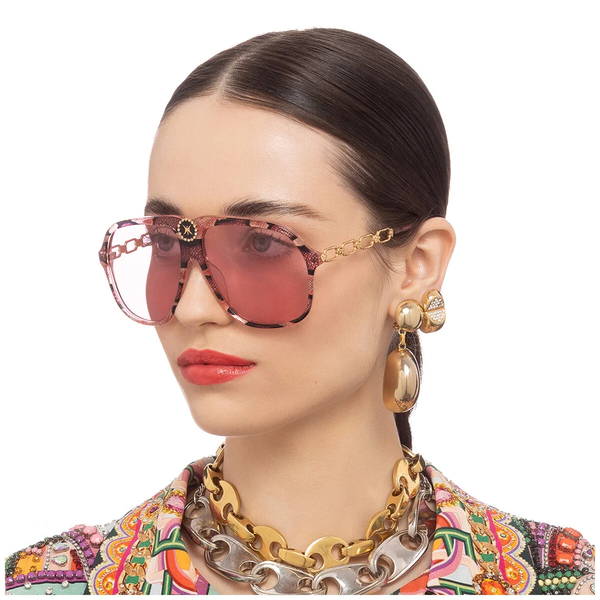 CAMILLA The Heiress 2330902 Stylish Aviator Sunglasses Pink Glitter Snake - Image 5