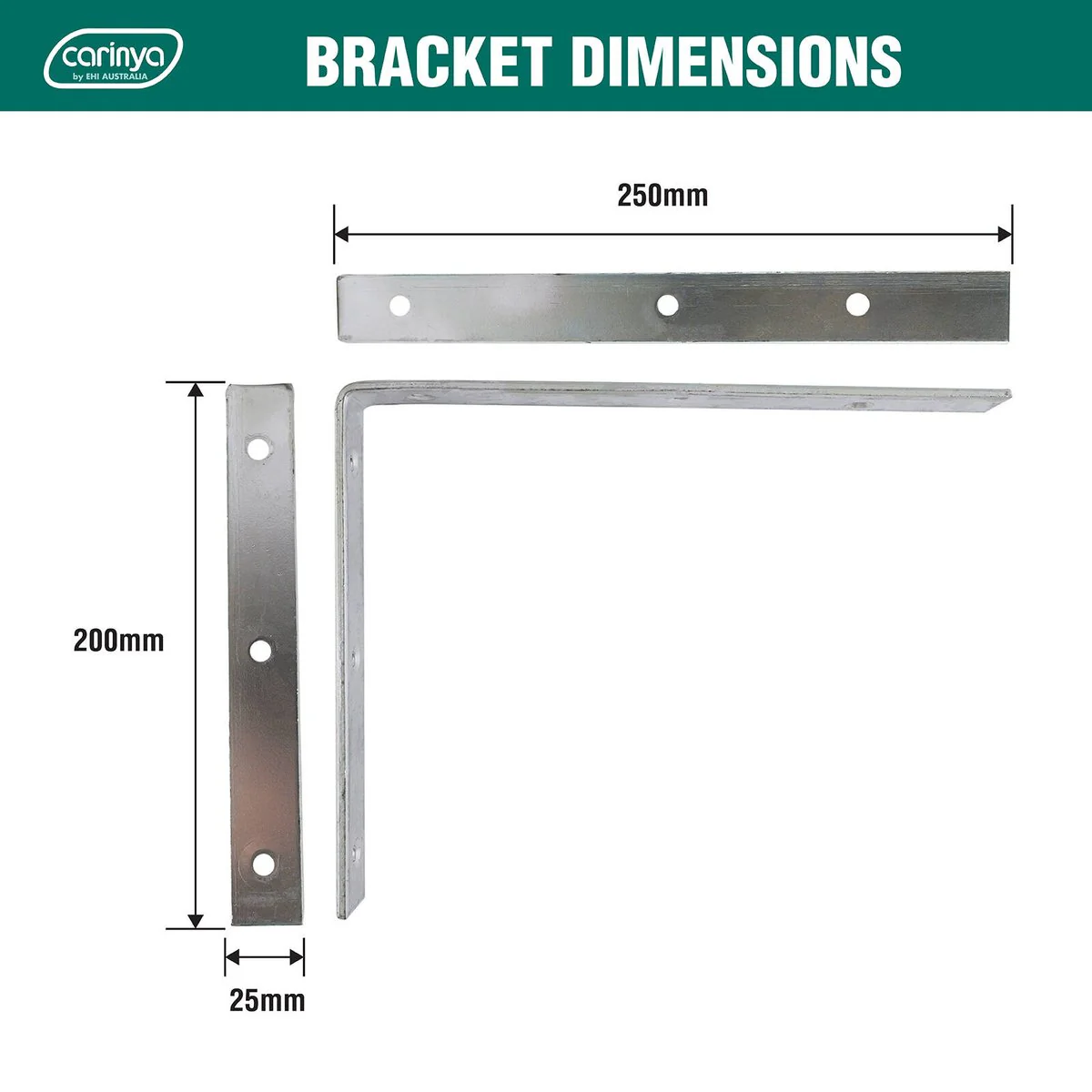 Carinya Angle Bracket - 250 x 200mm - Zinc Plated - Heavy Duty - Image 4
