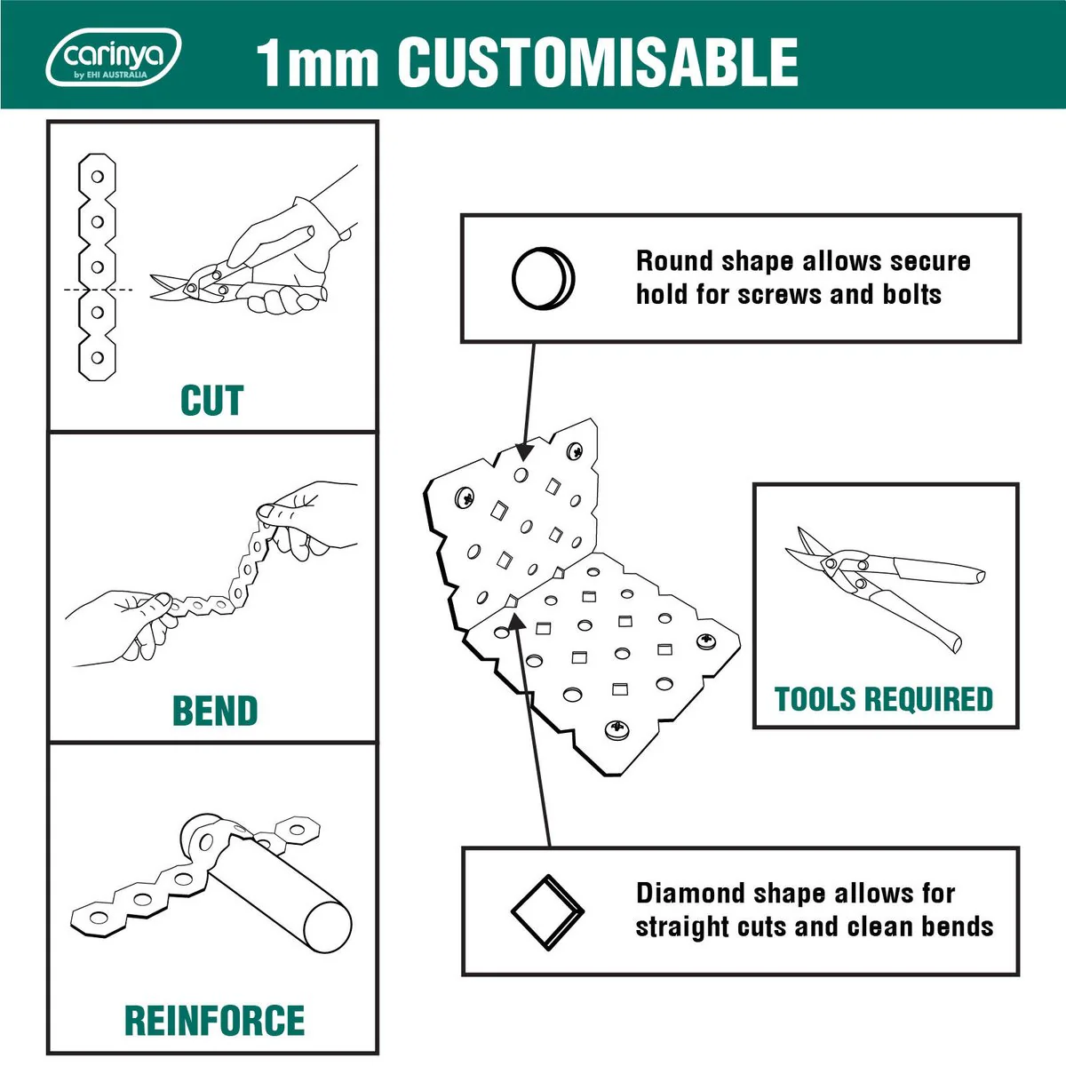 Carinya Galvanised Angle Make a Bracket 8 Pack 25x50x40mm Silver - Image 4