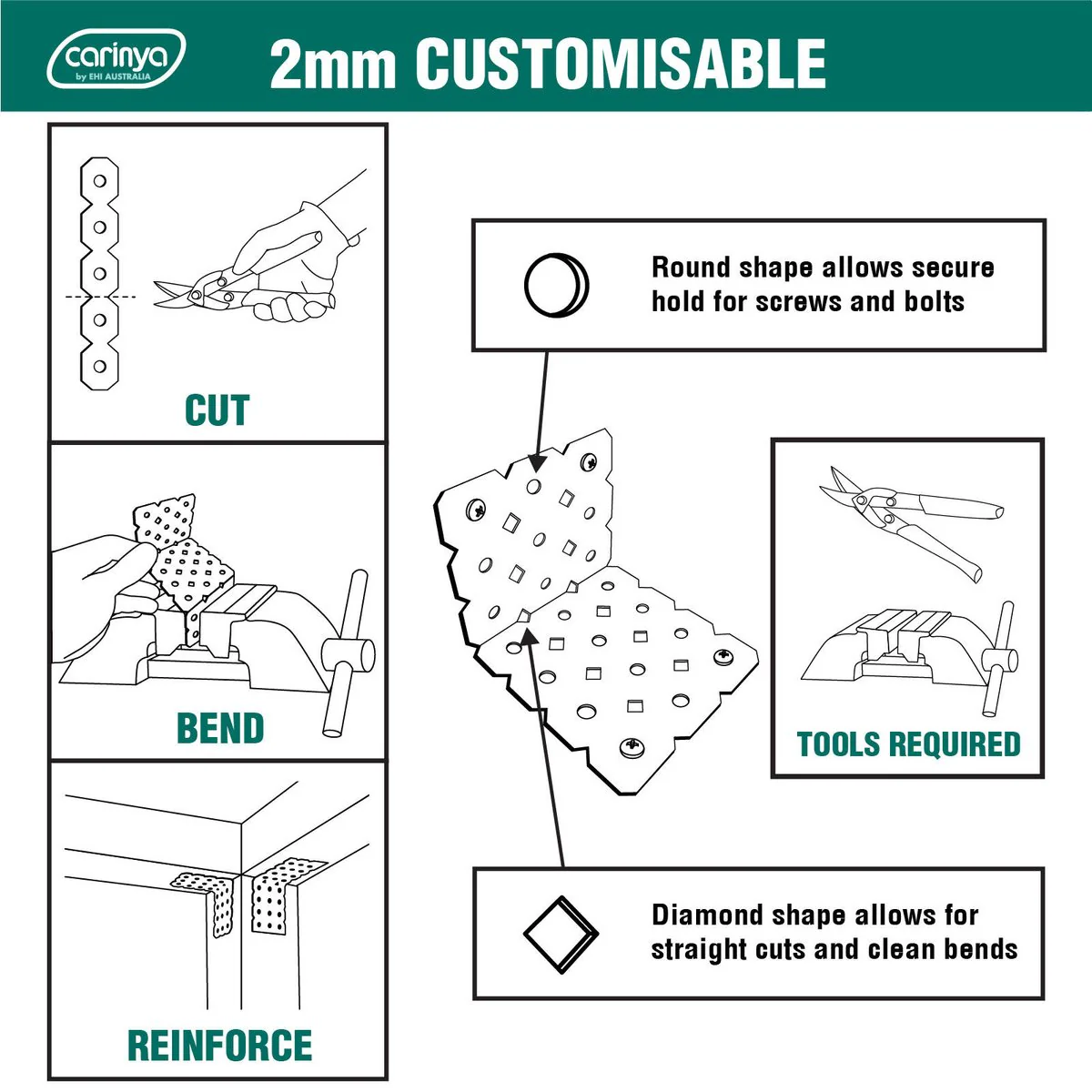 Carinya Angle Bracket - 40 x 60 x 150mm - Galvanised Steel - Customisable - Image 4