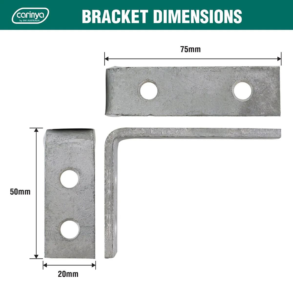 Carinya Galvanised Angle Bracket 75 x 50mm 4 Pack - Silver - Image 5