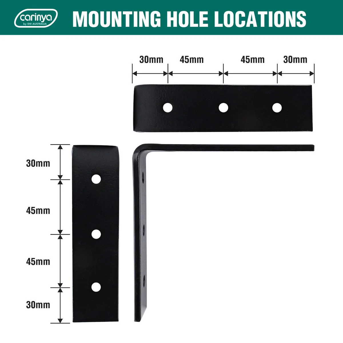 Carinya Heavy Duty Angle Bracket 150 x 150mm - Black - 150kg Load Capacity - Image 5