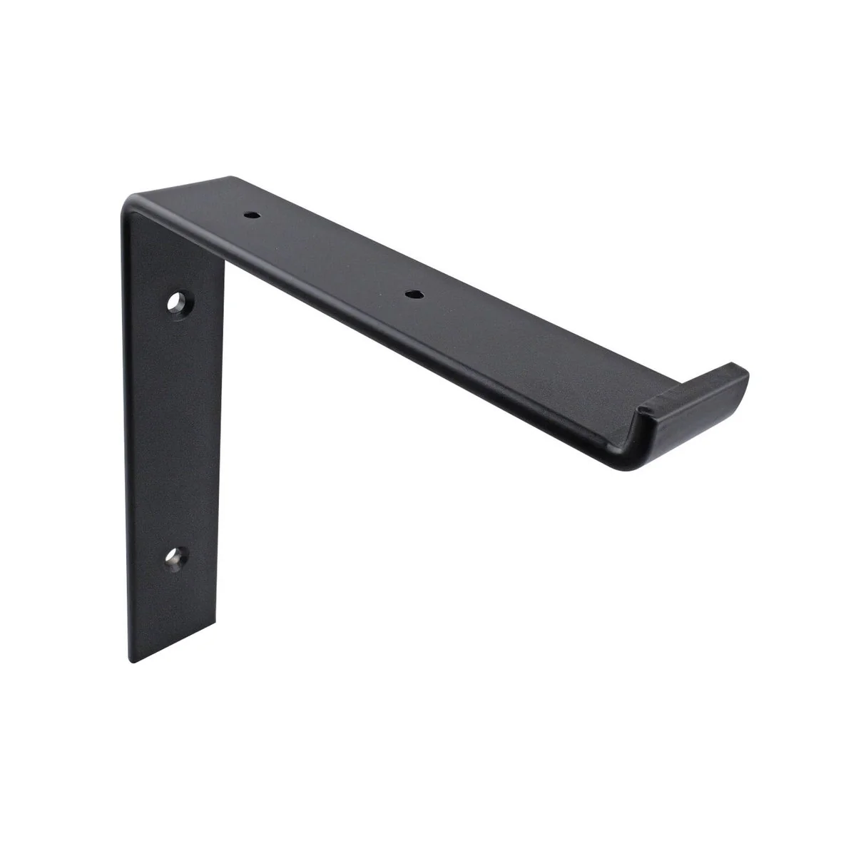 Carinya Lipped Angle Bracket - 185 x 185mm - Black - Powder Coated Steel - 100kg Load Capacity