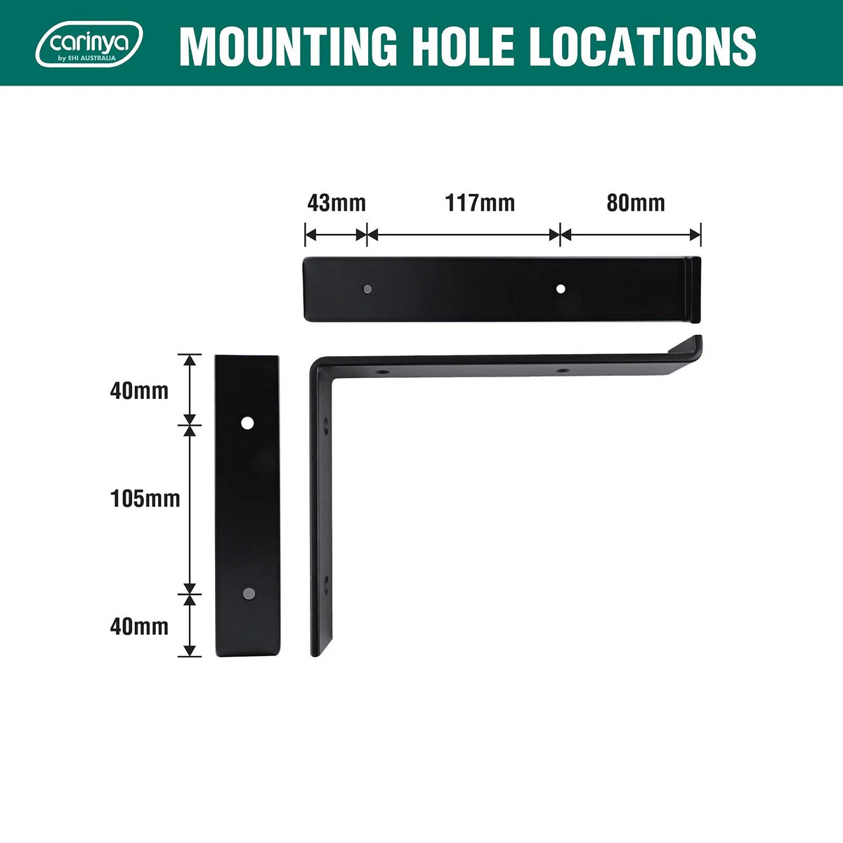 Carinya Lipped Angle Bracket - 240 x 185mm - Black - Powder Coated - Durable - Image 5
