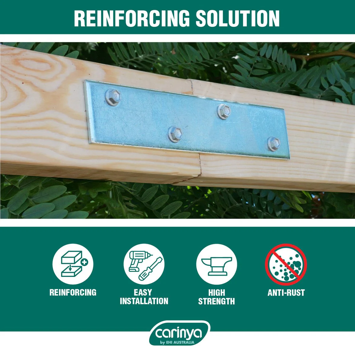 Carinya Mending Plate - 190 x 40 x 3.5mm - Zinc Plated - Reinforced Strength - Image 5