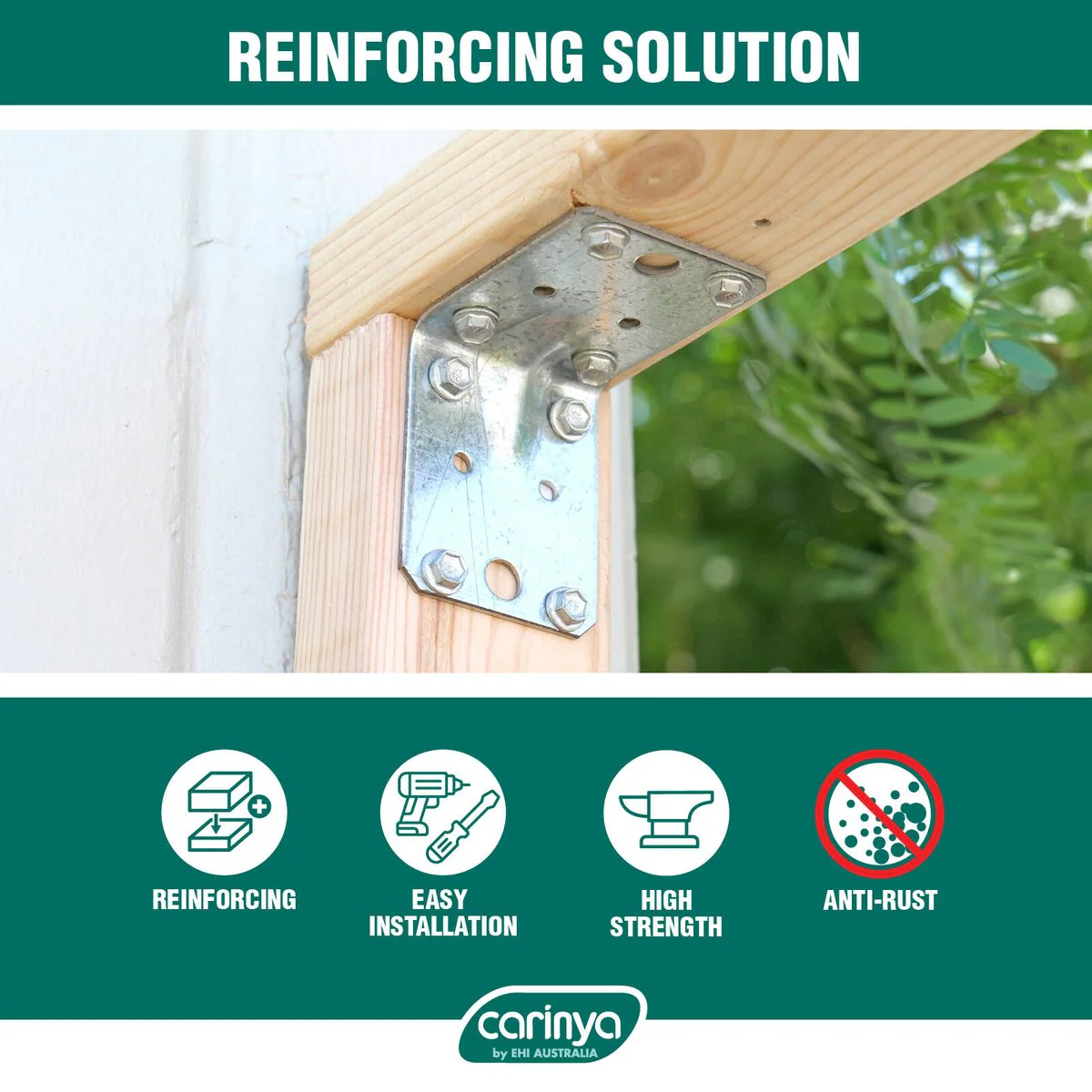 Carinya Reinforcing Angle Bracket 140 x 75 x 50mm - Hot Dipped Galvanised - Silver - Image 5