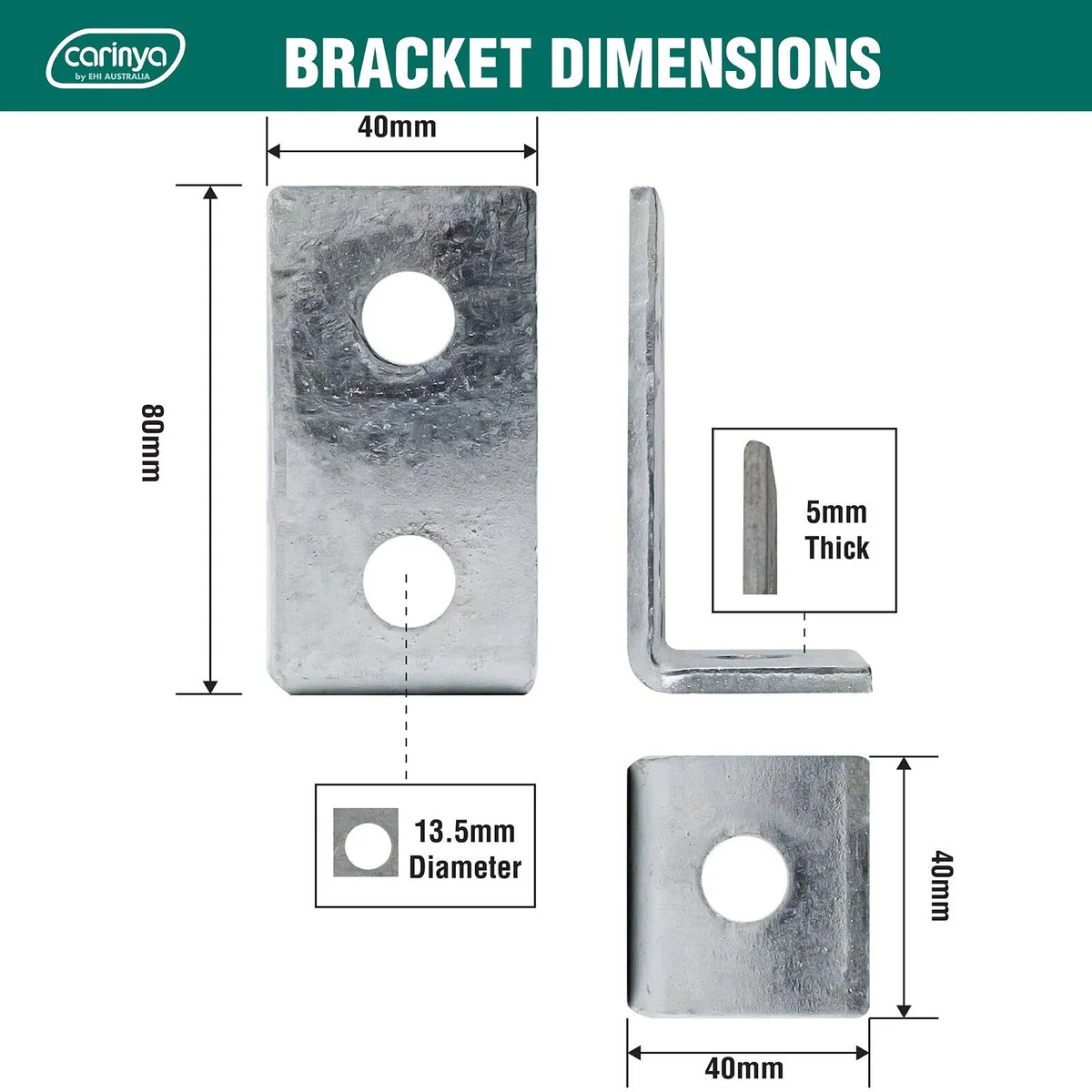 Carinya Reinforcing Angle Bracket - 40 x 80 x 40mm - Hot Dipped Galvanised - Image 4