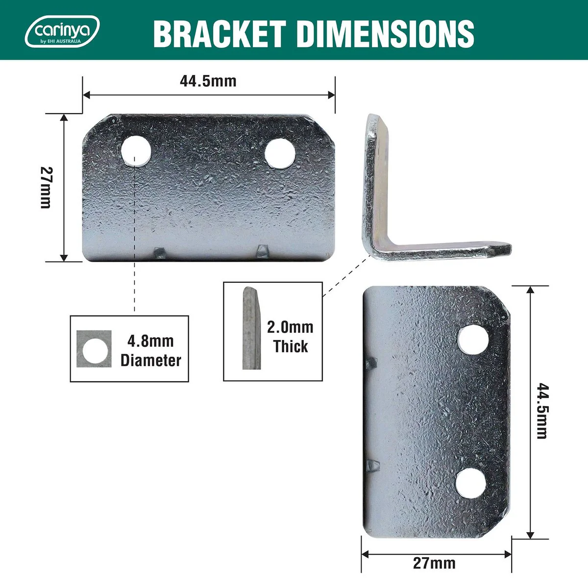Carinya Reinforcing Angle Bracket 4 Pack - 44 x 27 x 27mm - Zinc Plated - Image 5