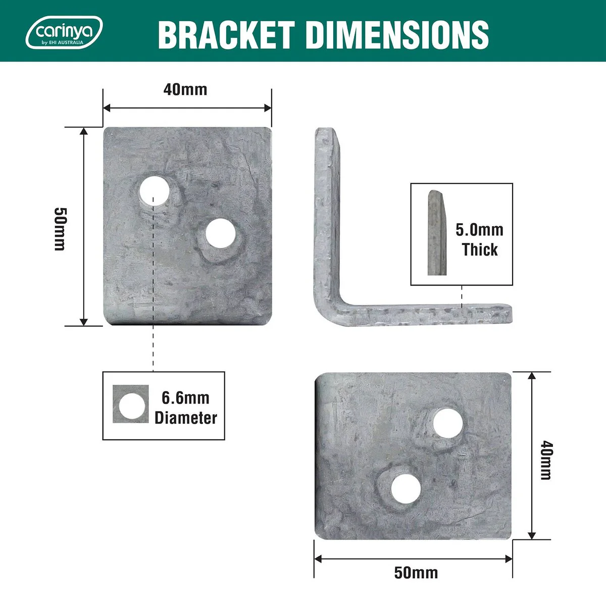 Carinya Reinforcing Angle Bracket - 50mm x 50mm x 40mm - Hot Dipped Galvanised - Image 4