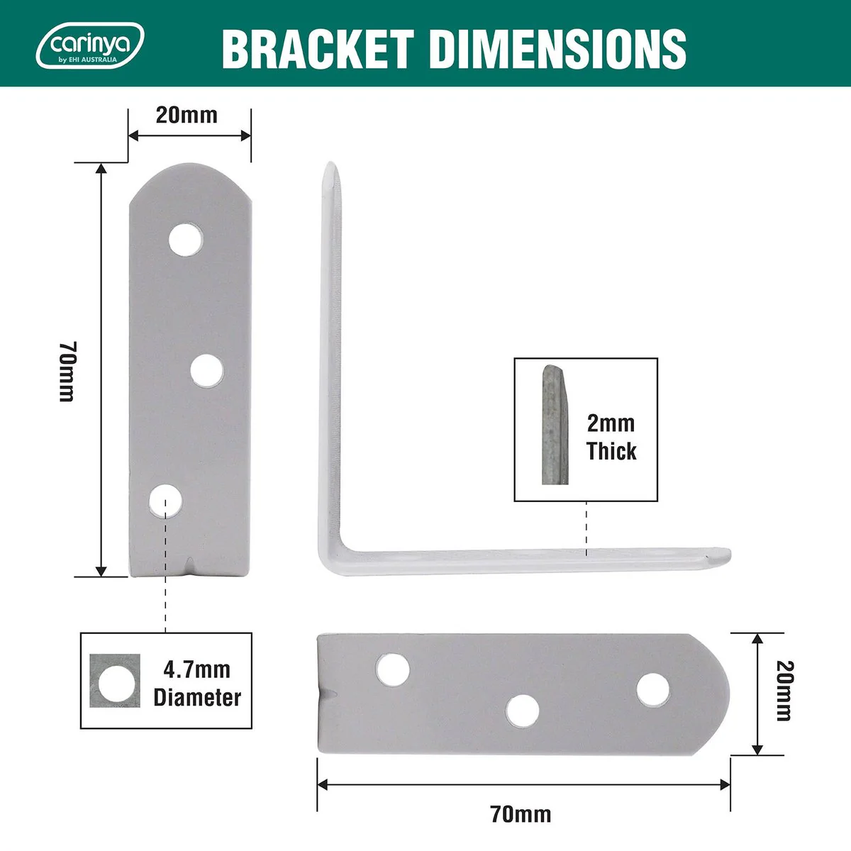 Carinya Reinforcing Angle Bracket - 70mm - Powder Coated - 8 Pack - Image 5