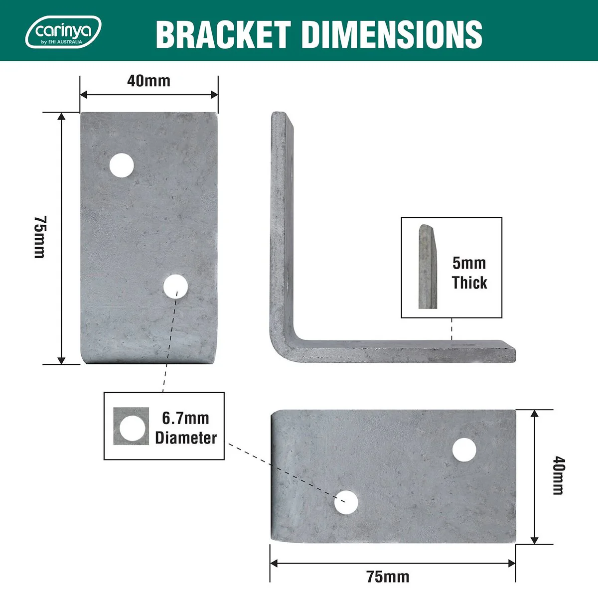 Carinya Reinforcing Angle Bracket - 75mm x 75mm x 40mm - Hot Dipped Galvanised - Image 4