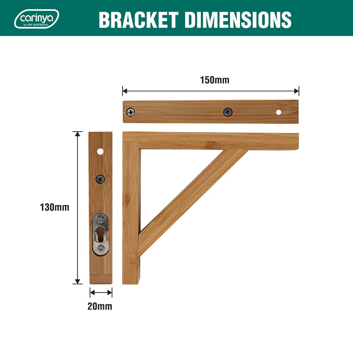 Carinya Stayed Bracket - 150 x 130mm - Bamboo - Indoor Use - Image 4