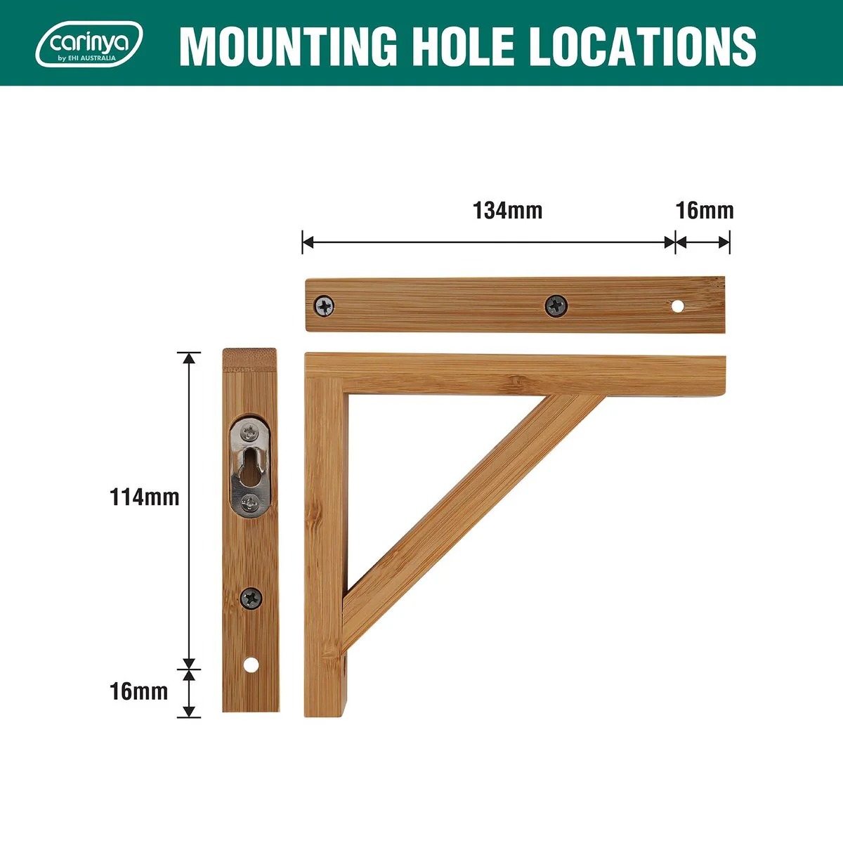 Carinya Stayed Bracket - 150 x 130mm - Bamboo - Indoor Use - Image 5