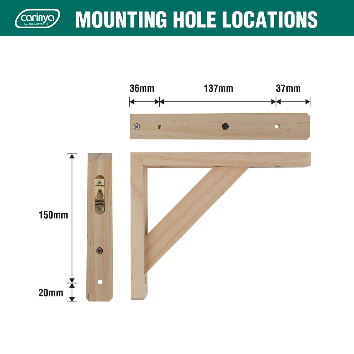 Carinya Stayed Bracket - 210 x 170mm - Raw Pine - DIY Design - Image 5